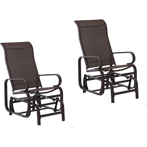 2er-Set schaukelstuhl Gartenstuhl Relaxstuhl Metall Gartenschaukel für Terrasse Balkon, Texteline 60x75x104 cm, bequem & stilvoll