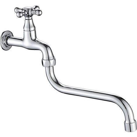 UlisemRubinetto allungato a doppia curva con apertura rapida, interruttore a vite a croce in ottone spesso, bagno, balcone, cucina, casa (1/4)