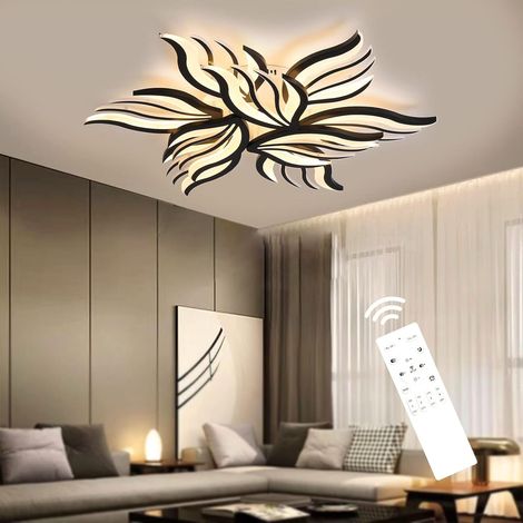 Modern Dimmable LED Ceiling Light – 90 W Living Room Ceiling Light Bedroom with Remote Control Light Colour Brightness Colour Changing – Black Ceiling Light Dimming Interior Lighting (1/5)