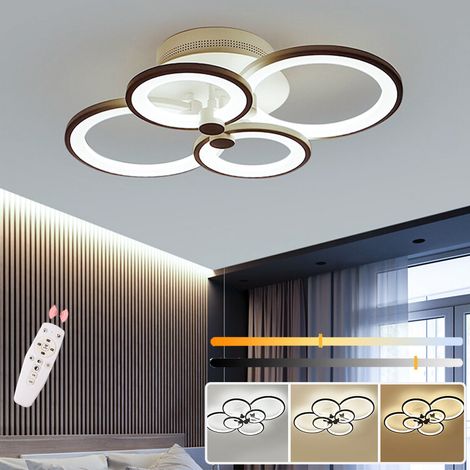 Plafonnier LED 48 W à intensité variable avec télécommande, 4 anneaux lumineux - Plafonnier moderne, 3000 K - 6500 K, économie d'énergie, φ 60 cm (1/5)
