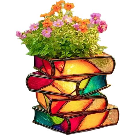 Pot de fleurs en forme de livres empilés - Vases décoratifs 3D mignons pour (1/5)