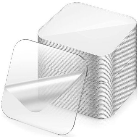 SABIR Ruban Adhésif Double Face Extra Fort, 30 Pièces Ruban adhésif réutilisable transparent lavable Nano et multifonctionnel, Pour divers objets dans Voitures, Cuisine, Domicile ou Bureau,6 X 6cm (1/5)