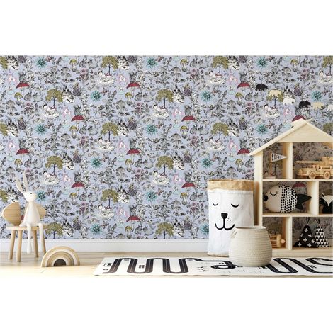 TADESSI Tapete Kinderzimmer M1-No.727 Vliestapete Grau Schwarz Blumentapete Jungenzimmer Mädchenzimmer (1/5)
