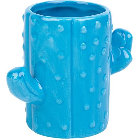 Porta lápices cactus de cerámica azul 13,5x7,8x11 (1/5)