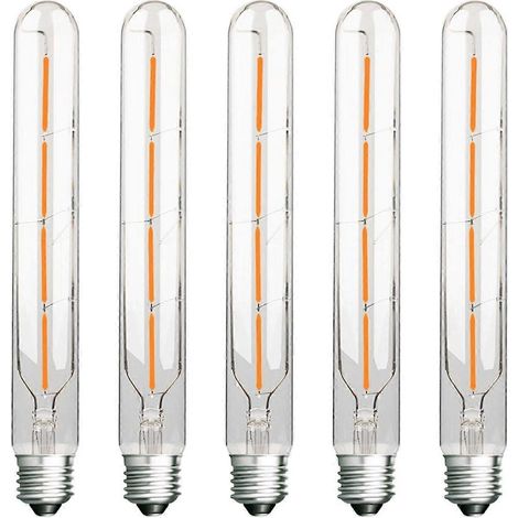Lot de 5 ampoules tubulaires longues, 4 W (équivalent 40 W incandescent), culot E27, blanc chaud 2700 K, 400 lm, verre transparent, angle de diffusion de 360°, 220-240 V CA (1/5)
