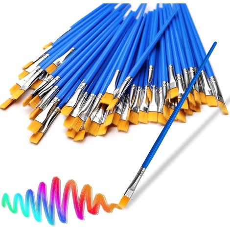 50 pièces - Pinceaux - Petits pinceaux pour loisirs créatifs - Pinceaux plats pour enfants - Coffret de pinceaux - Pinceaux pour peinture acrylique - Pinceaux pour enfants - Pinceaux de précision - Po (1/5)