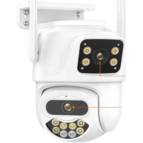 Caméra de sécurité à Domicile 4K 8MP PTZ caméra Double Objectif Double écran caméra IP extérieure 4MP HD Suivi Automatique Protection de sécurité Surveillance CCTV(6MP Add 64G Card) (1/5)