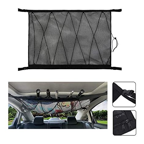 [MAI USATO]Rete portaoggetti per tetto auto, organizer multifunzionale con cerniera, borsa universale per bagagliaio per quattro braccioli da tetto per SUV, furgoni (con coulisse) (1/5)