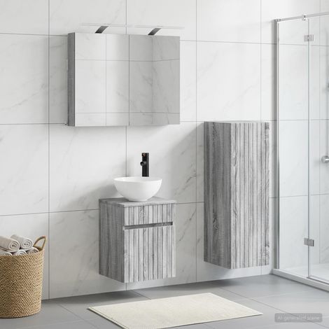 vidaXL Bathroom Furniture Set 4 pcs Grey Sonoma (1/5)