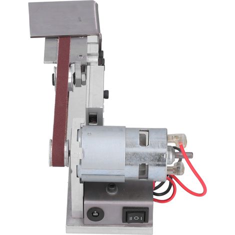 Mini-Bandschleifer, elektrische Polier- und Schleifmaschine, 7 Geschwindigkeiten, im Uhrzeigersinn/gegen den Uhrzeigersinn, 12–24 V DC, Typ 10, 110–240 V EU-Stecker (1/5)