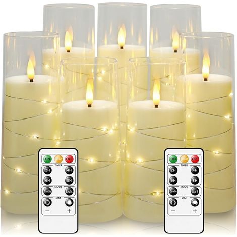 7 Pièces Bougie Led, Flamme 3D Réaliste, Télécommande Minuterie, Décoration Intérieure
