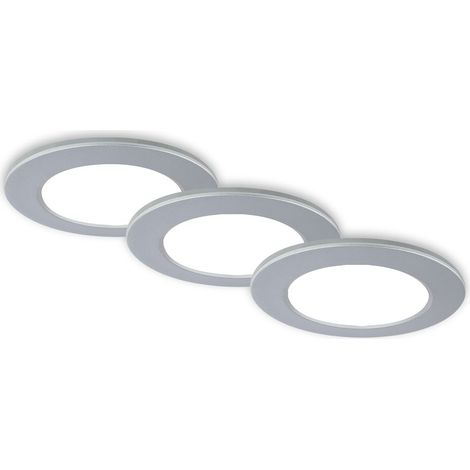 LED Einbauleuchten Bad 3er Set dimmbar Fernbedienung IP44 chrom Ø9,2cm Briloner