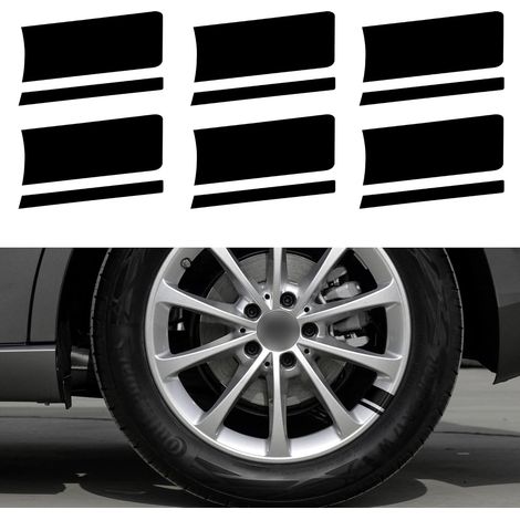 CCYKXA Lot de 6 bandes adhésives réfléchissantes en vinyle pour jante de voiture - Accessoires universels pour pare-chocs et garde-boue (noir) (1/5)