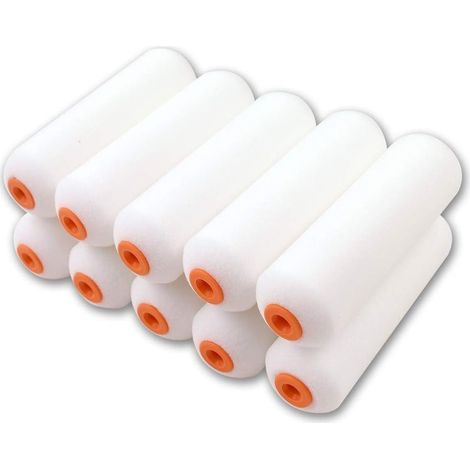 Packung mit 10 Mini-Schaumstoffhüllen hoher Dichte für 110-mm-Farbwalzen. Ideal für Hochglanzlackierungen auf glatten Oberflächen (11 cm). (1/4)