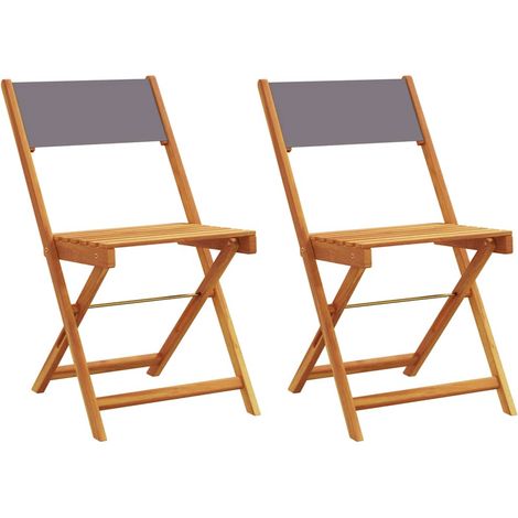 Sedie da Bistrò 2 pz  Sedute da esterno Antracite Legno Massello Acacia e Tessuto (1/4)