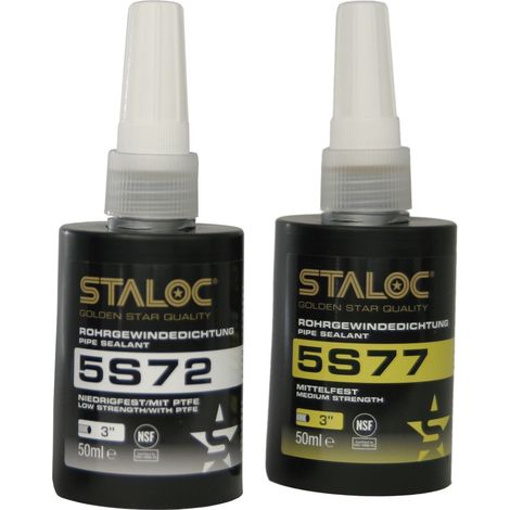 Staloc 5S72 Gewindedichtung niedrigfest für Rohre und Schraubverbindungen - Gewindedichtmittel, Rohrgewindedichtung, 50ml weiß