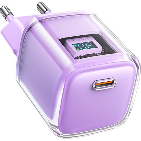 PD 30W GaN3 USB-C Wandladegerät mit Display, Lila (1/5)