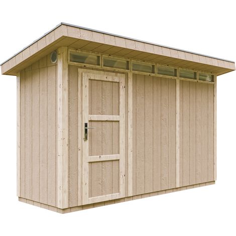 LP® SmartSide® panel shed M902 - H239 x 118 x 368 cm / 4.34 m2 - Sheds and Outdoor Storage  - Wooden garden storage shed -  Bike shed, Small shed, with floor and bituminous tiles - TIMBELA M902 (1/5)