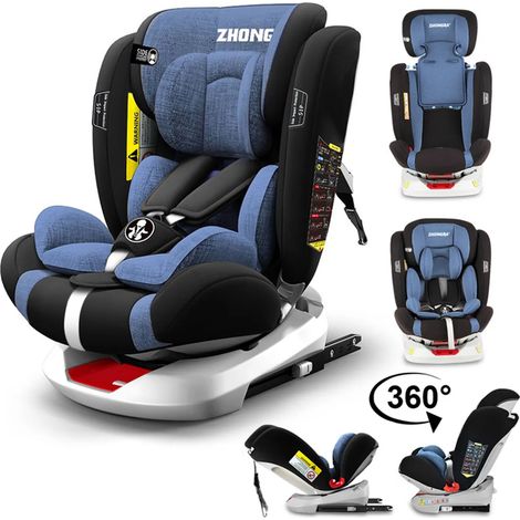 Siège Auto Pivotant 360° ISOFIX LATCH - 40-150 cm de 0 à 12 ans - Groupe 0+/1/2/3 (0-36kg) - Têtière réglable, Inclinable - Bleu (1/5)