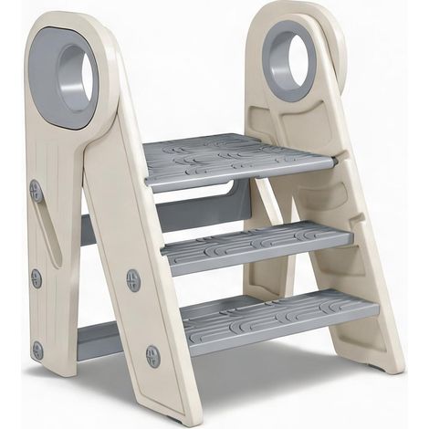 Tabouret enfant ajustable et pliable HDPE et PP gris en hDPE PP (1/5)