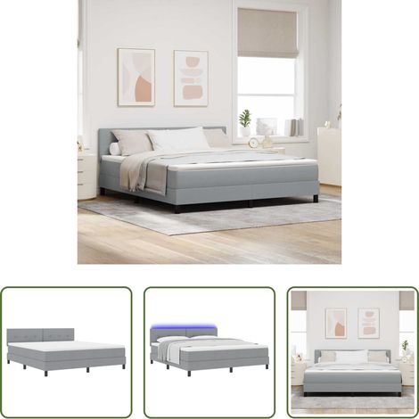vidaXL Lit réglable - Lit à ressorts avec matelas Gris clair 180 x 200 cm tissu (1/5)