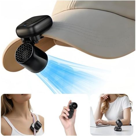 Mini Ventilateur de Casquette Portable, Rechargeable et Pliable-Noir (1/5)