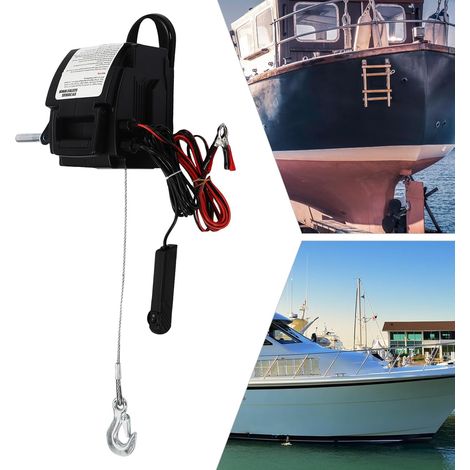 12V Treuil électrique avec moteur, Puissant 2000 Livres Mobile Treuil Electrique Winch pour Tirer les Bateaux, les Camions et Autres Objets Lourds (1/5)