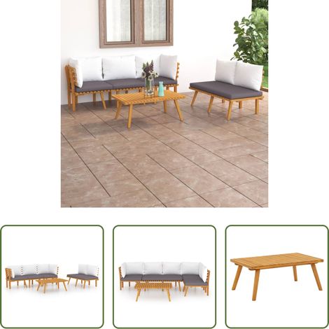 Holzsofa - 5-tlg. Garten-Lounge-Set mit Kissen Massivholz Akazie (1/5)