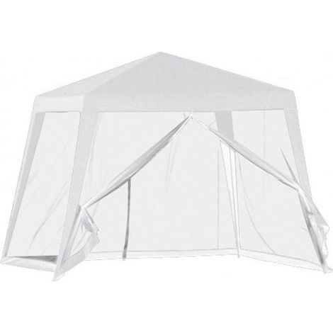 TrAdE Shop Traesio - Gazebo Tenda Da Giardino Resistente Removibile 2.5x2.4x3mt Bianco Con Zanzariera 222708 - (1/4)