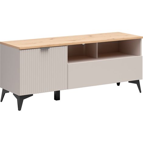 Meuble TV 1 porte 1 tiroir 135 cm Vicky Cachemire et Bois (1/5)