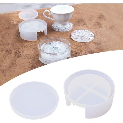 Runde Silikonform für Untersetzer, Epoxidharz, Tischdekoration für Zuhause, Set mit Tassenformen. (1/3)