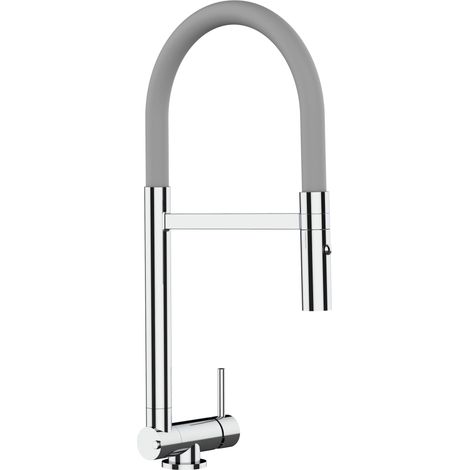 Unterfenster Wasserhahn Vorfenster Umklappbar 4,5 CM Verchromt Kuechenarmatur mit Grau 360 schwenkbarem Auslauf und abnehmbare 2 strahl Handbrause
