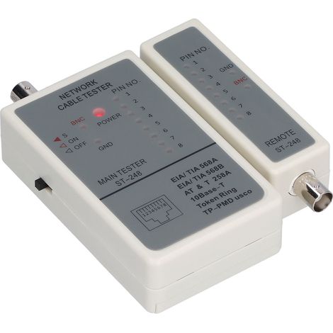 Testeur de câble modèle 248 détection auto RJ45 RJ12 RJ11 pour fils réseau alimentation DC 9V pile non fournie (1/5)