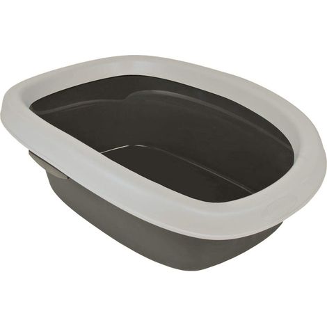 Bac à litière Carlo - Bord amovible - Facile à nettoyer - Plastique - gris/blanc - 31 x 14 x 43 cm (1/5)