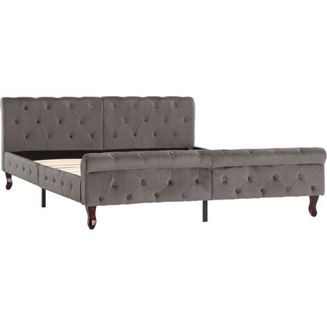 vidaXL Bettgestell Grau Velvet 160x200 cm