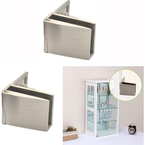 BEBUSINGOTO 1 paire de charnière de porte en verre sans cadre armoire d’affichage de vin charnière de porte en verre, adapté pour 3-5mm (1/4)