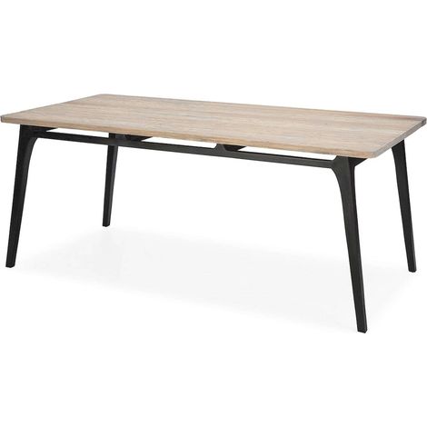 Table à Manger 150 x 80 x 76 cm Bois de cèdre - Noir, Naturel à Patine Grise