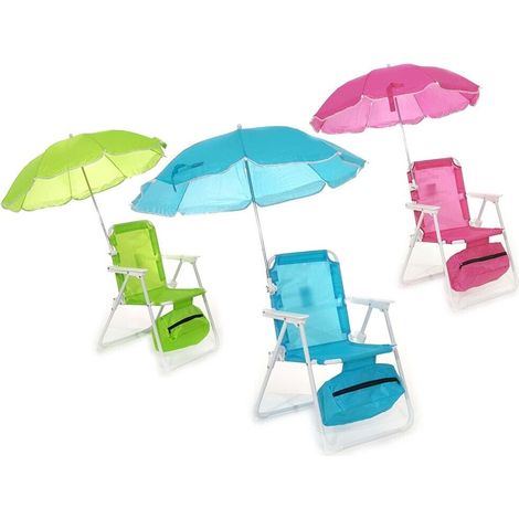 Sedia con ombrellone per bambini sediolina richiudibile relax da mare spiaggia piscina - colorigenerali: VERDE (1/4)