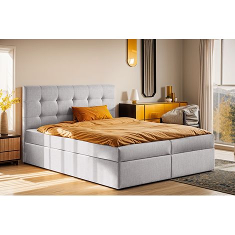 Boxspringbett mit matratze und bettkasten, Schlafbett LUDANO stoff Soro 160x200 cm Hellgrau (1/5)