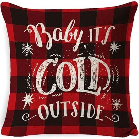 Another Christmas decoration, 1 red checked pillowcase for Christmas decoration. (1/5)
