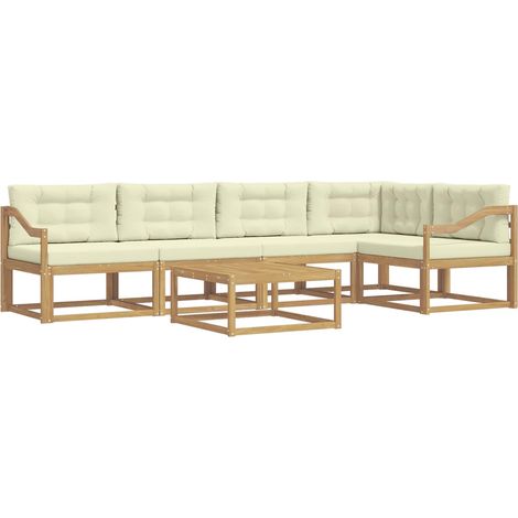 Conjunto de sofás de exterior 6 pcs Blanco y Crema vidaXL (1/5)