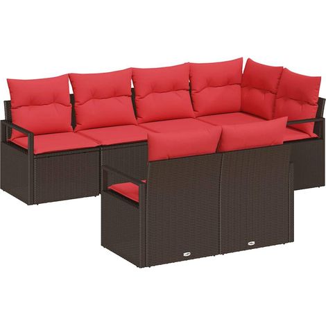Set di divani 7 pcs Marrone polyrattan vidaXL