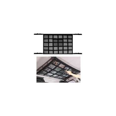 Rete portaoggetti da tetto, borsa per rivestimento del tetto dell'auto, borsa a rete universale per interni auto, rete elastica, adatta per auto, furgoni e caravan, nera (90 x 65 cm) - Crezuo