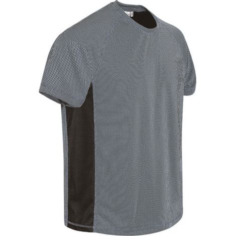 Camiseta técnica manga corta y cuello redondo, bandas laterales de color, tejido técnico transpirable VALENTO MARATHONER XXL Gris humo/Negro