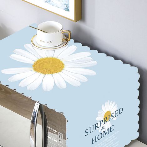 Housse de protection pour micro-ondes, motif marguerite, 35 x 100 cm. Anti-poussière, universelle et résistante à l'huile. Style nordique. (1/4)