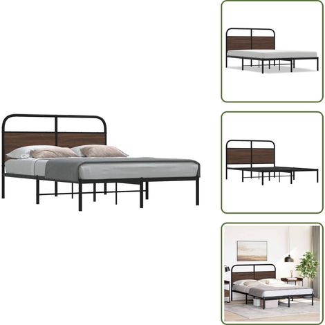 Cadre de lit sans matelas 135x190 cm chêne marron - Cadre De Lit - Cadres De Lit - Meuble De Chambre À Coucher - Lit (1/5)