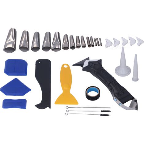 Kit 5 en 1 pour joints : spatule multifonction, grattoir d'angle et lisseur en silicone pour finition mastic (1/5)
