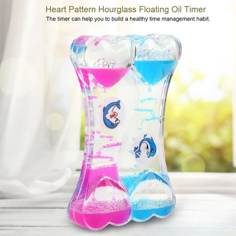 Sablier décoratif hybride en acrylique Double Heart Fun Oil Leak Timer Creative Dynamic. (1/5)