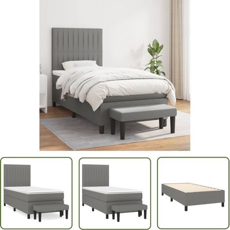 The Living Store Boxspringbett mit Matratze Dunkelgrau 90x190 cm Stoff - Boxspringbett - Doppelbett - Bettenrahmen - Schlafsofa - Wohnraumgestaltung (1/5)