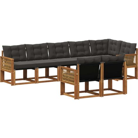 Set di divani da esterno 8 pz Naturale e Nero vidaXL (1/5)